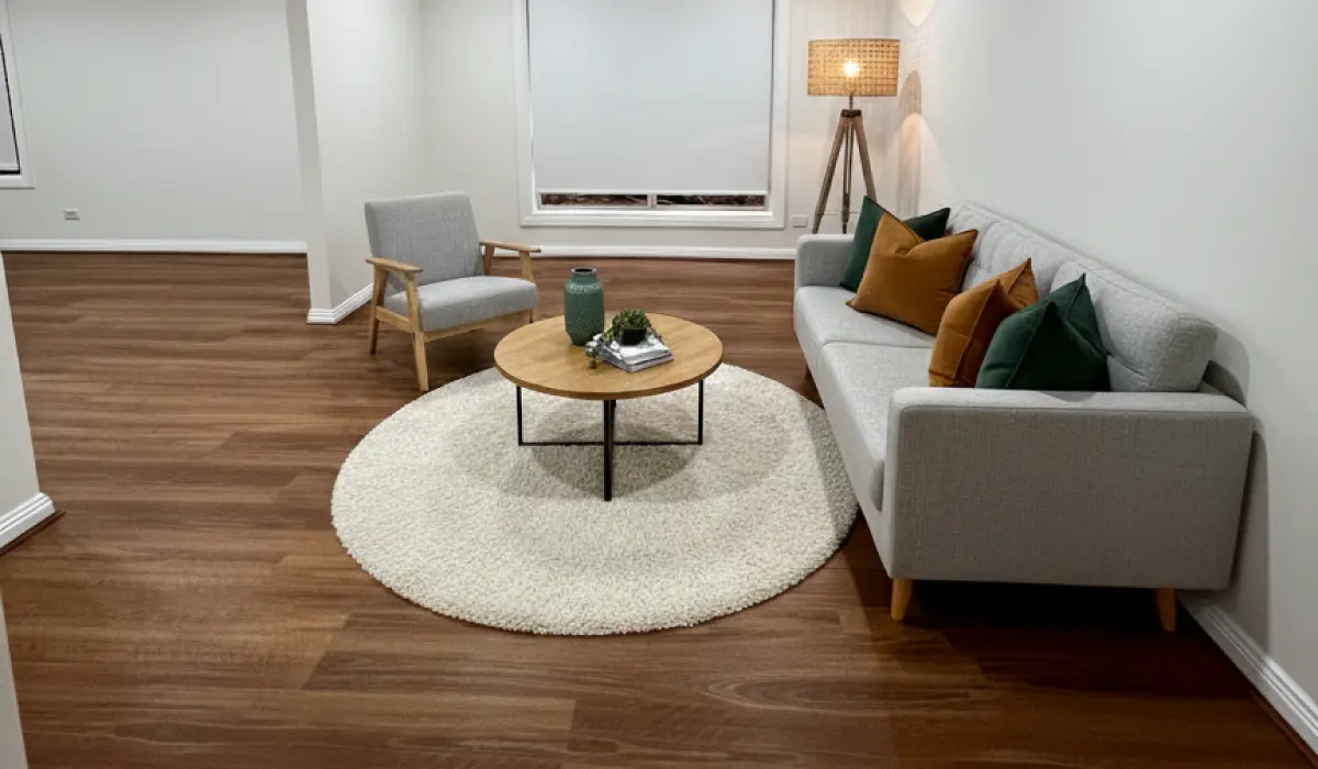 Full home renovation in Ringwood featuring modern hybrid flooring, LED downlights, custom cabinetry and upgraded kitchen and bathroom design.