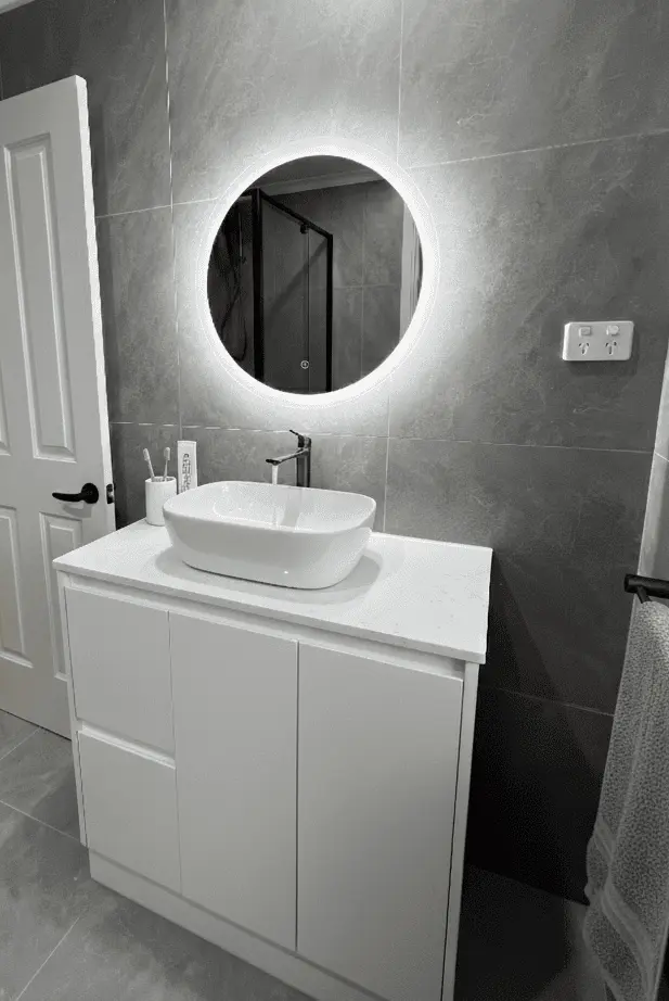 Bright LED light modern bathroom