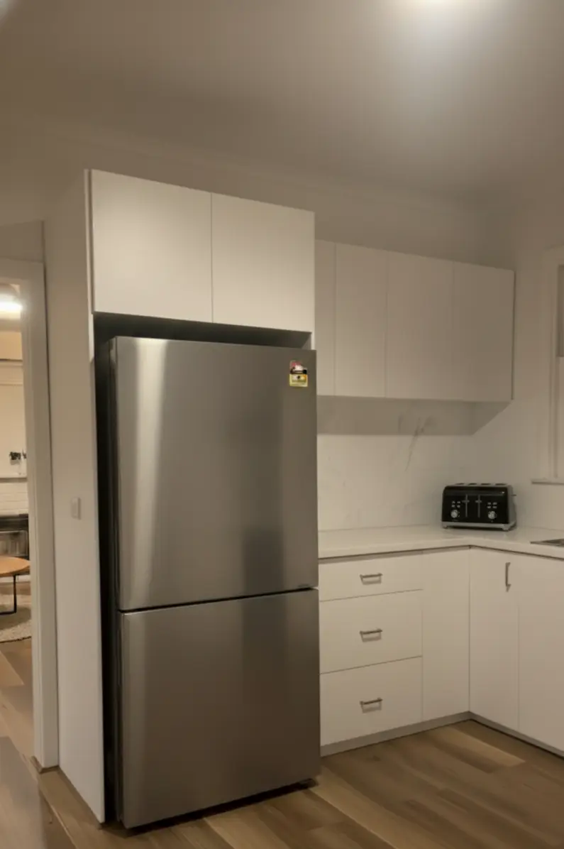 Painting work completed along with electrical upgrades, plumbing repairs, and full kitchen renovation.