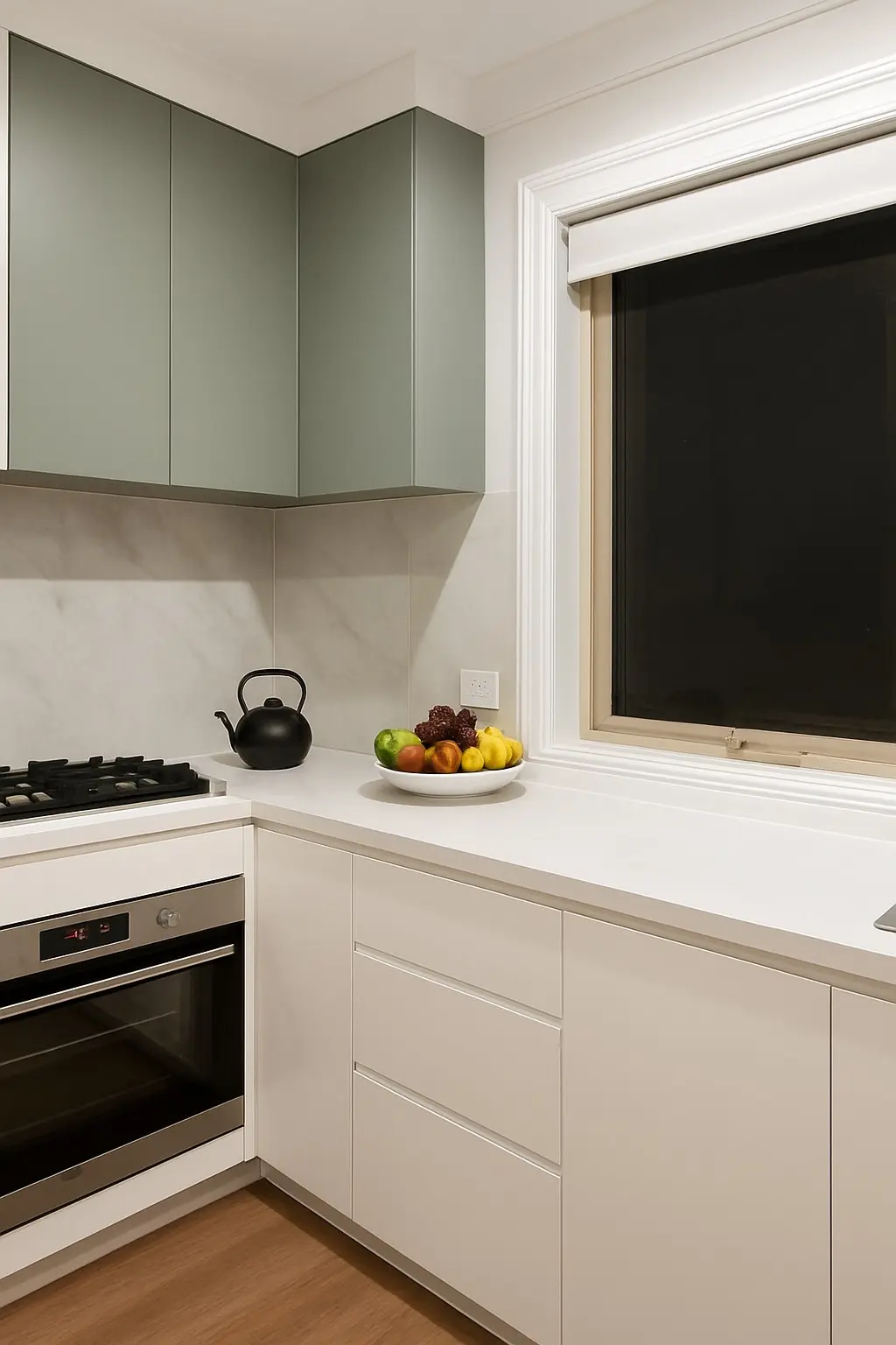Fast kitchen renovation Melbourne Eastern Suburbs with Taj Mahal stone splashback installation.