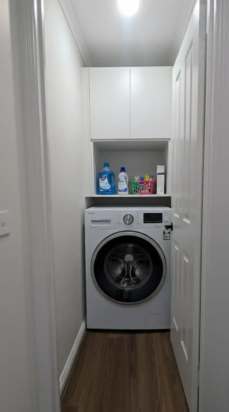 Laundry redesign in Morwell converting small space into functional utility area.